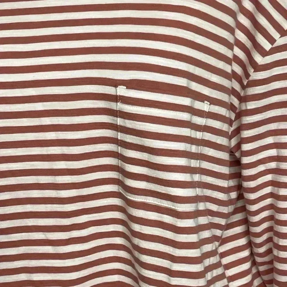Garnet Hill 100% Pima Cotton White and Dusty Pink Striped Long Sleeve Top Large - Picture 2 of 6